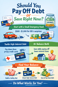 Pay off debt or save image